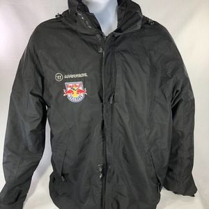 Warrior Jacket Mens 2XL Red Bull Salzburg Hooded Layered Full Zip Black HAS RIPS